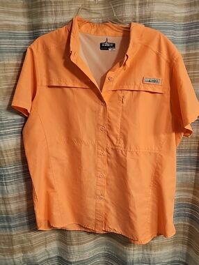 Habit Fishing Shirt Women's 2XL Peach Orange Short Sleeve Vented Outdoors UPF40+